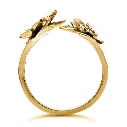 14K Gold Over Sterling Silver Dogwood Flowers Ring