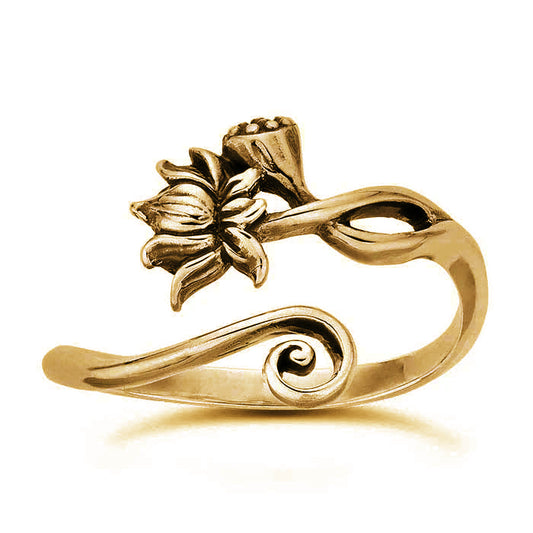 14K Over Sterling Silver Lotus Flower Ring