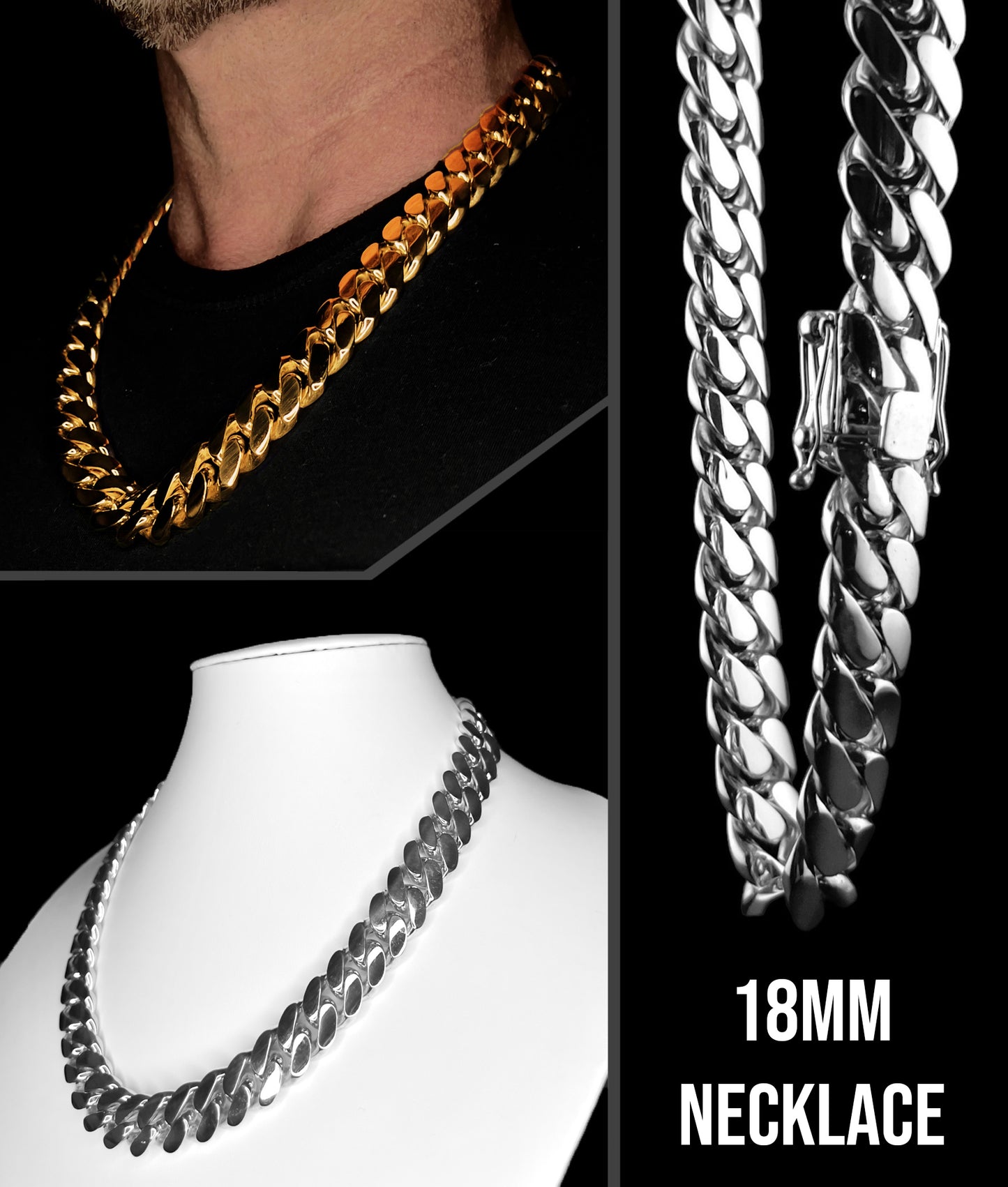 14K Gold & Platinum Bonded Silver Cuban Links