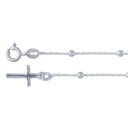 Sterling Silver Cable Chain Bracelet with Cross