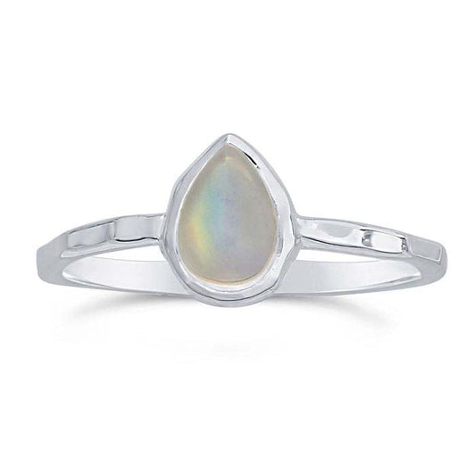 Sterling Silver Pear Moonstone-Set Ring