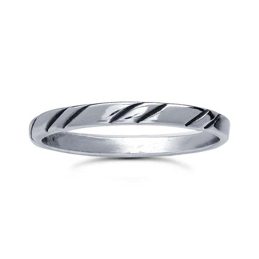 Sterling Silver Grooved Stackable Ring