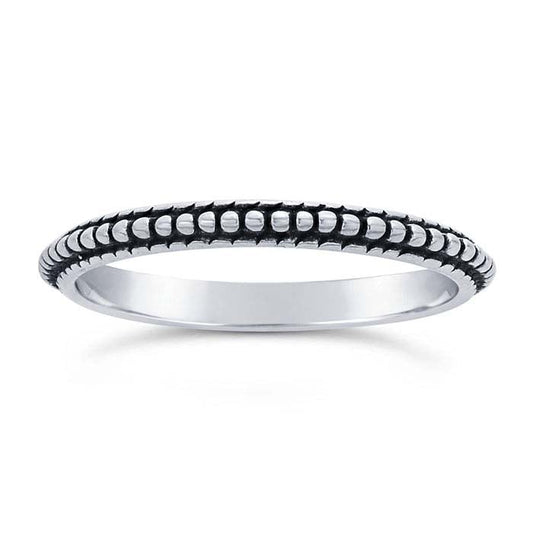 Sterling Silver Beaded-Design Stackable Ring