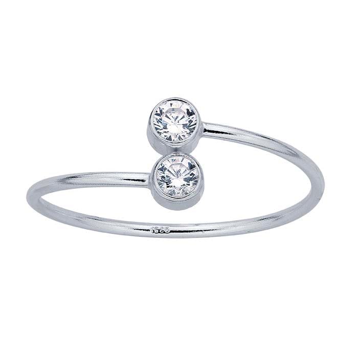 Sterling Silver Bypass Ring Cubic Zirconia