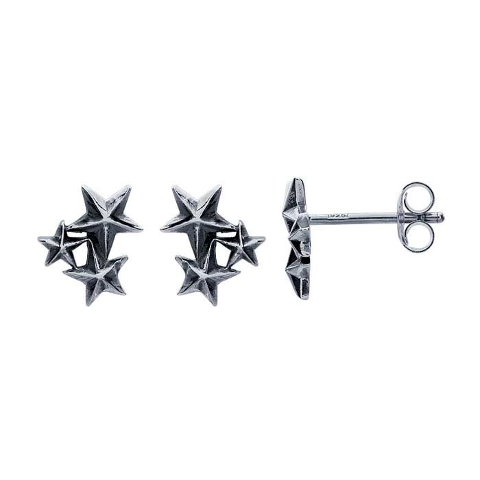 Sterling Silver Triple-Star Post Earrings