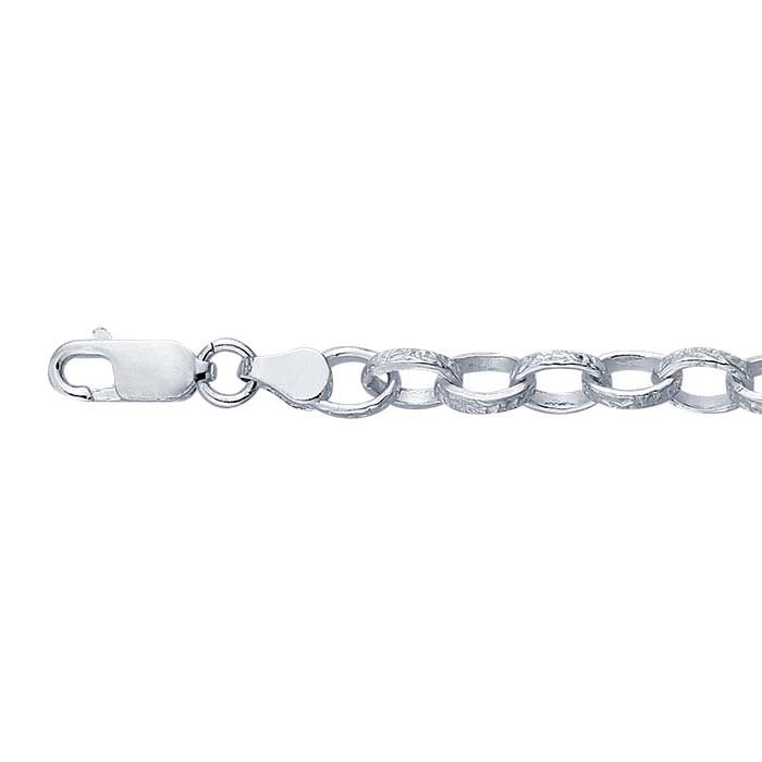 Sterling Silver Patterned Oval Link Chain Bracelet