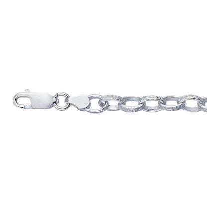 Sterling Silver Patterned Oval Link Chain Bracelet