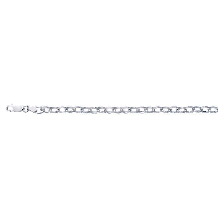 Sterling Silver Patterned Oval Link Chain Bracelet