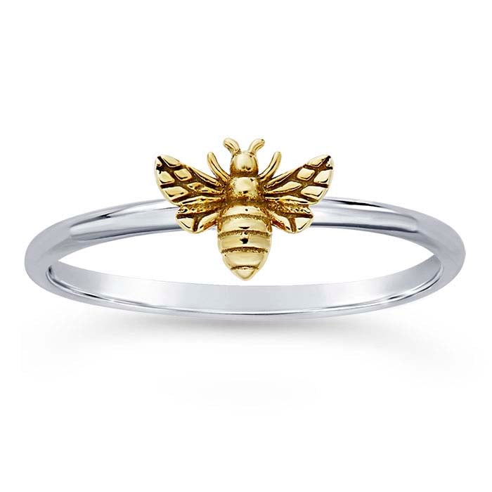 Sterling Silver Ring with Bronze Honey Bee