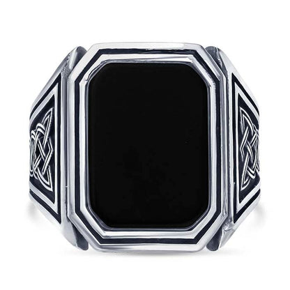 Sterling Silver Octagon Black Onyx Ring