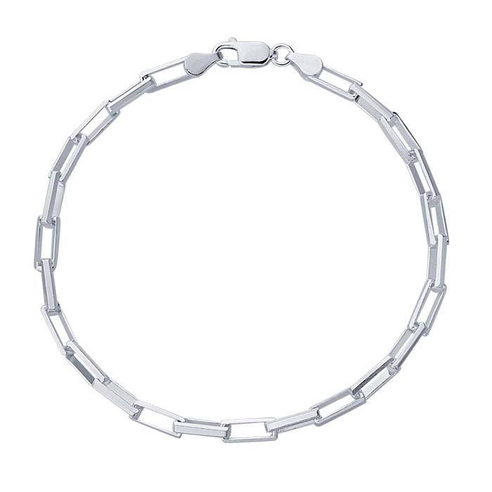 Sterling Silver Long Box Chain Bracelet