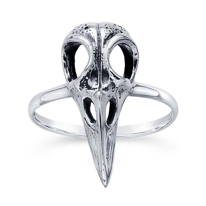 Sterling Silver Raven Skull Ring