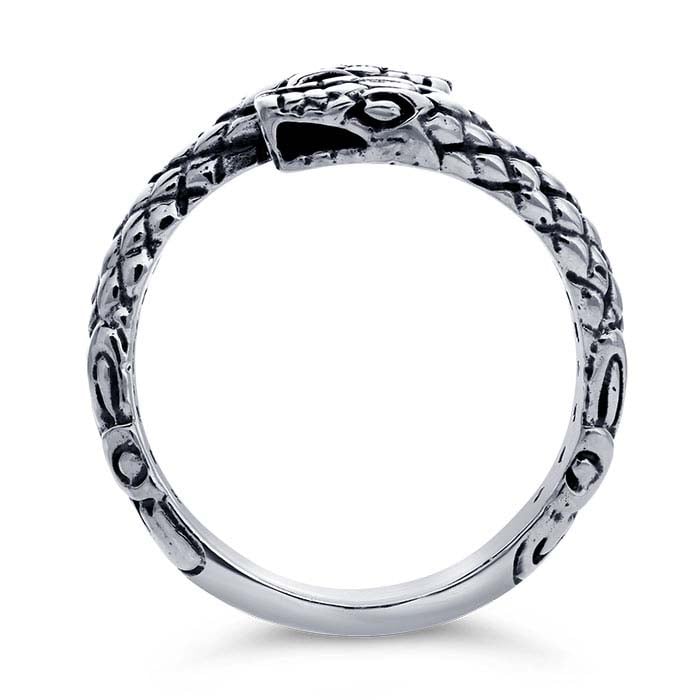 Sterling Silver Double Snake Head Ring