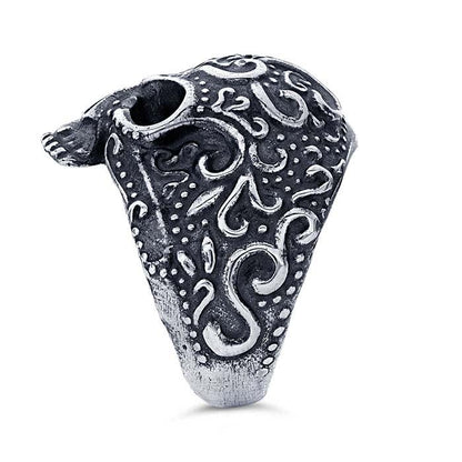 Sterling Silver Floral Skull Ring