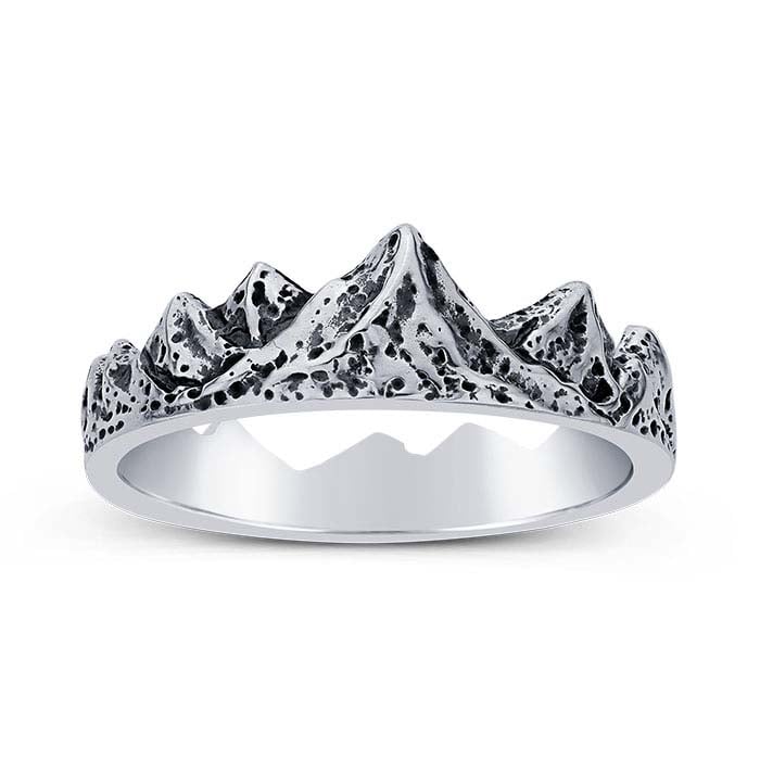 Sterling Silver Textured Mountain Ridge Ring