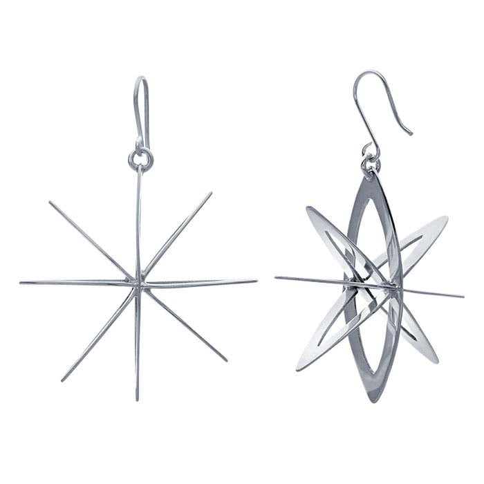 Sterling Silver 3D Star Earrings