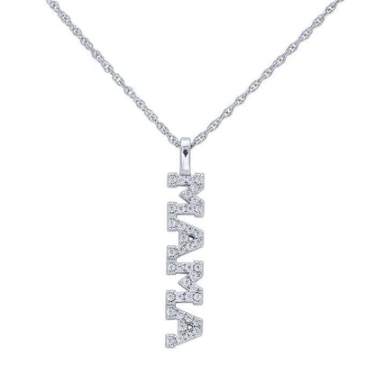 Sterling Silver Cubic Zirconia "MAMA" Pendant Necklace