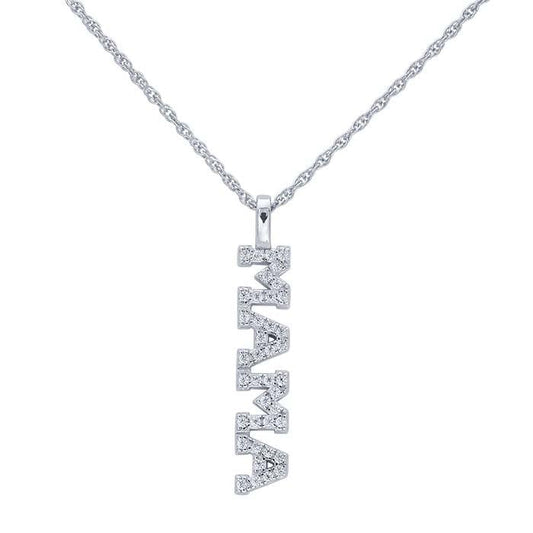 Sterling Silver Cubic Zirconia "MAMA" Pendant Necklace