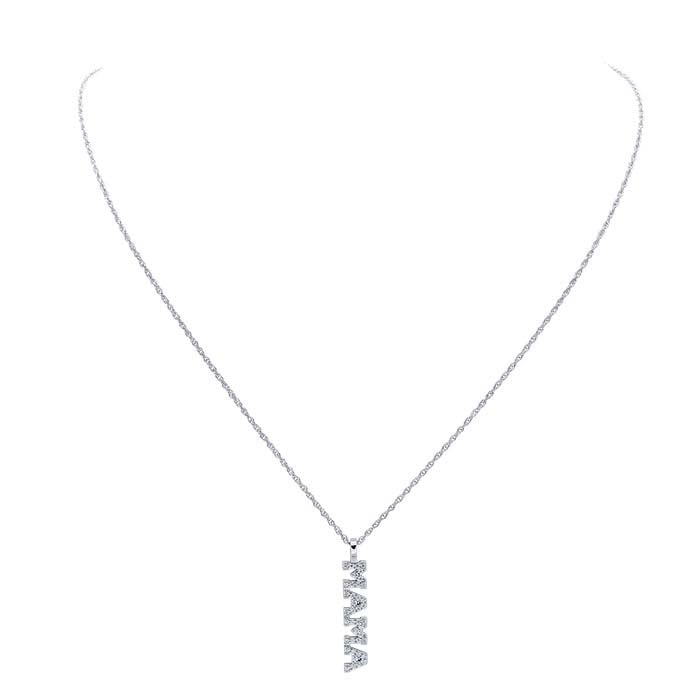 Sterling Silver Cubic Zirconia "MAMA" Pendant Necklace