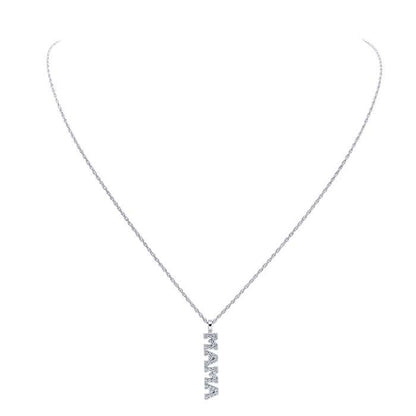 Sterling Silver Cubic Zirconia "MAMA" Pendant Necklace