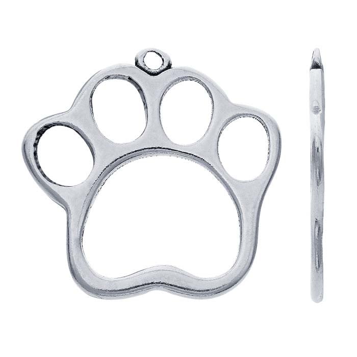 Sterling Silver Open Paw-Print Pendant