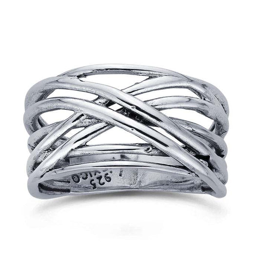 Sterling Silver Crossed Bands Ring