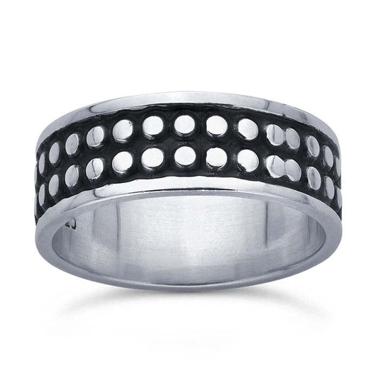 Sterling Silver Double Row Dots Ring