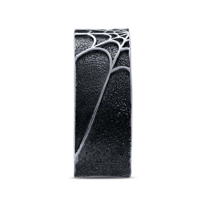 Sterling Silver Oxidized Spider and Web Ring