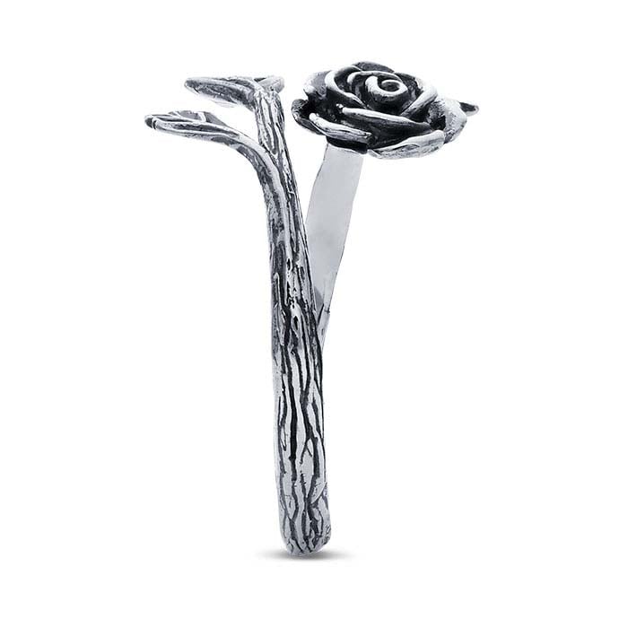 Sterling Silver Rose Bypass Ring