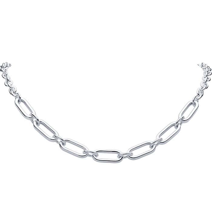 Sterling Silver Cable Chain with Oval Links Necklace