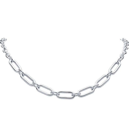 Sterling Silver Cable Chain with Oval Links Necklace