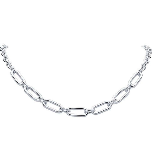 Sterling Silver Cable Chain with Oval Links Necklace