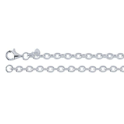 Sterling Silver Cable Chain with Oval Links Necklace