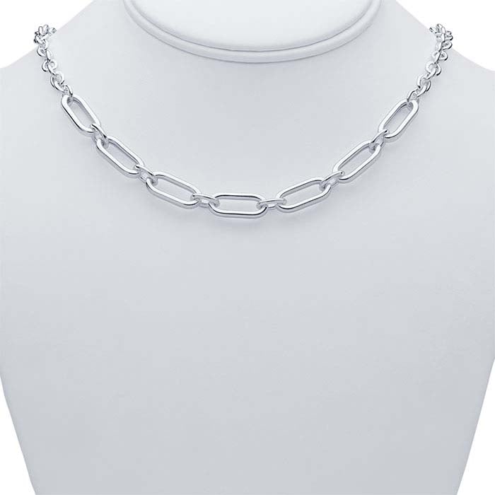 Sterling Silver Cable Chain with Oval Links Necklace