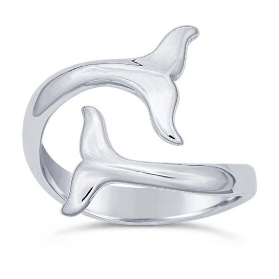 Sterling Silver Whale Tails Bypass Ring