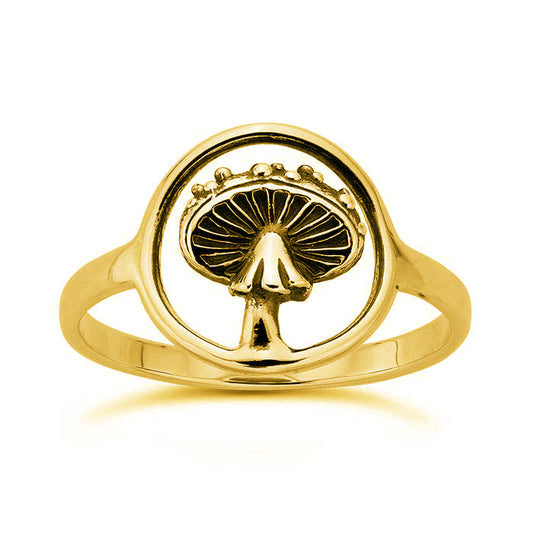 Gold Over Sterling Silver Agaric Mushroom Ring