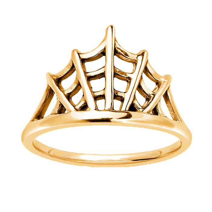 14K Gold Over Sterling Silver Spider Web Ring