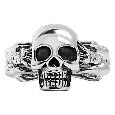 Sterling Silver Skull and Nude Women Ring