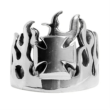 Sterling Silver Maltese Cross Flame Ring