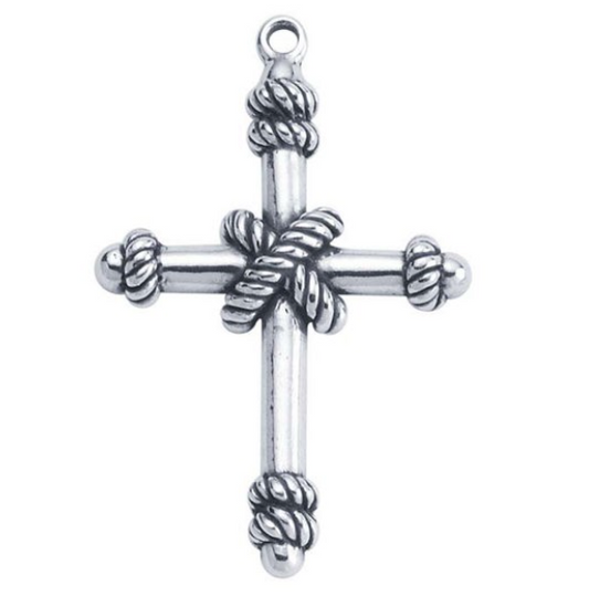 Sterling Silver Wrapped Rope-Accented Cross Pendant