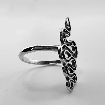 Sterling Silver Snake With Moon and Stars Ring